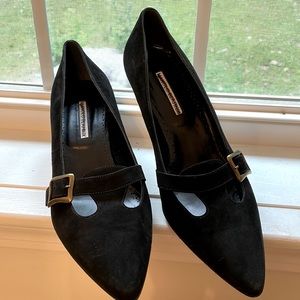 Black suede Manolo Blahnik heels